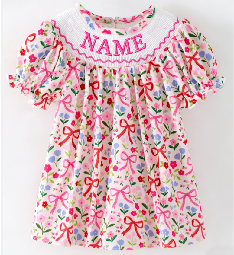 (Pre Order)Sisters Easter Cross Embroidery Smocked Dress&Romper