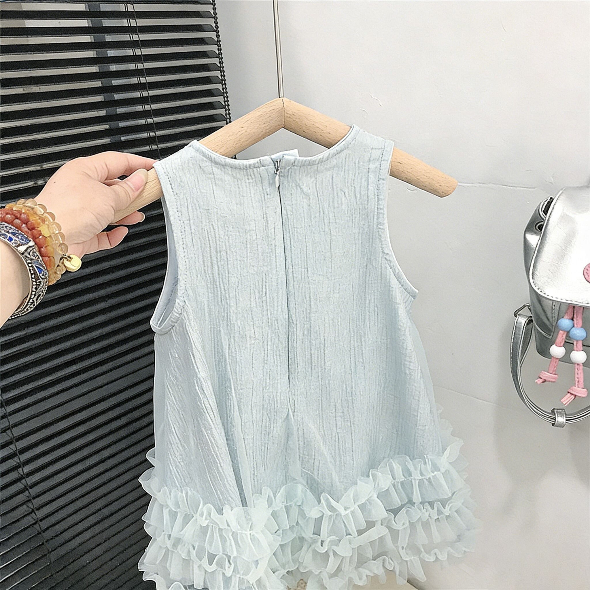 (In Production)Girls Spring&Summer Bow Gauzy Dress