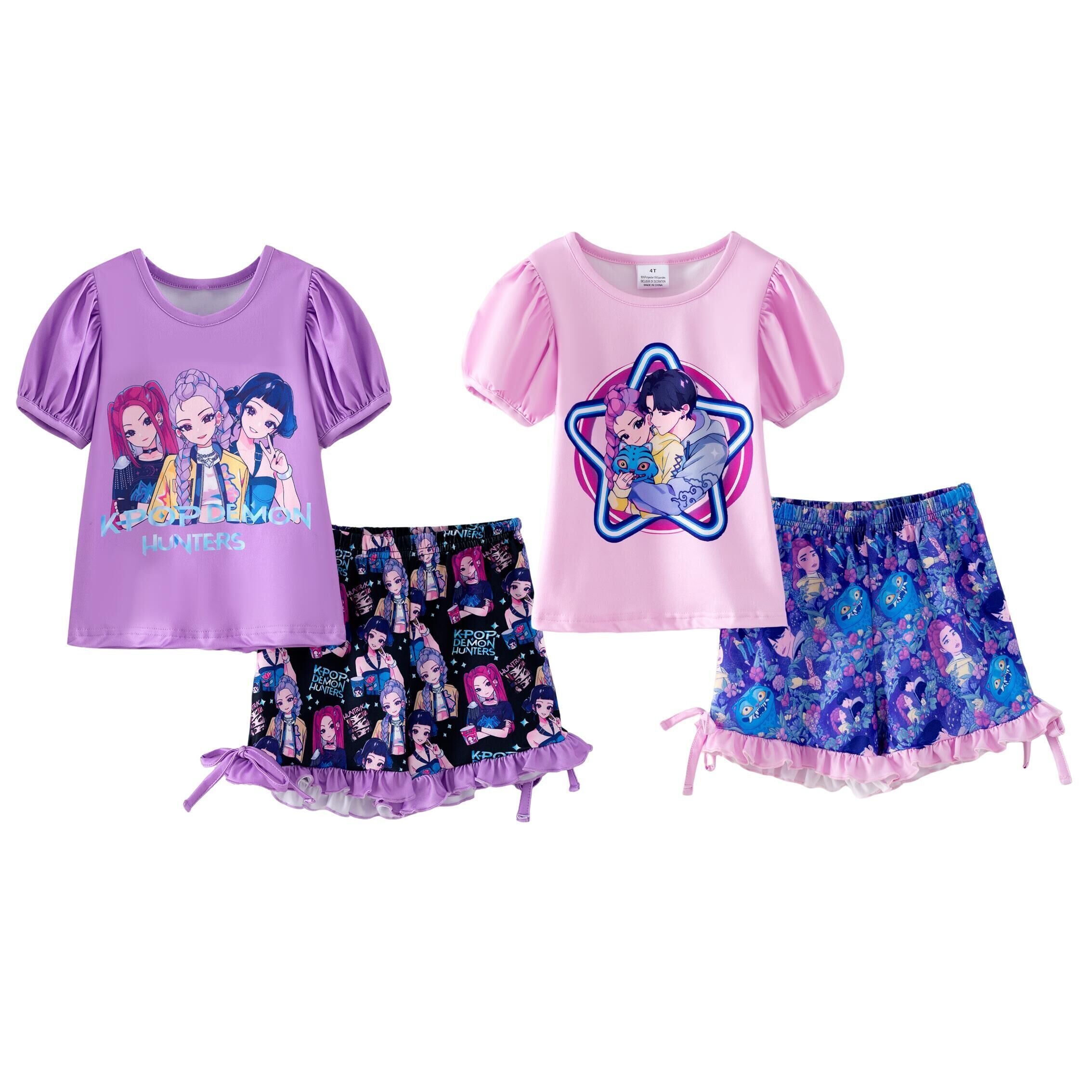 (Pre Order,Prepack Zone)Girls Movie Character Print Shorts Set(Mix Size)