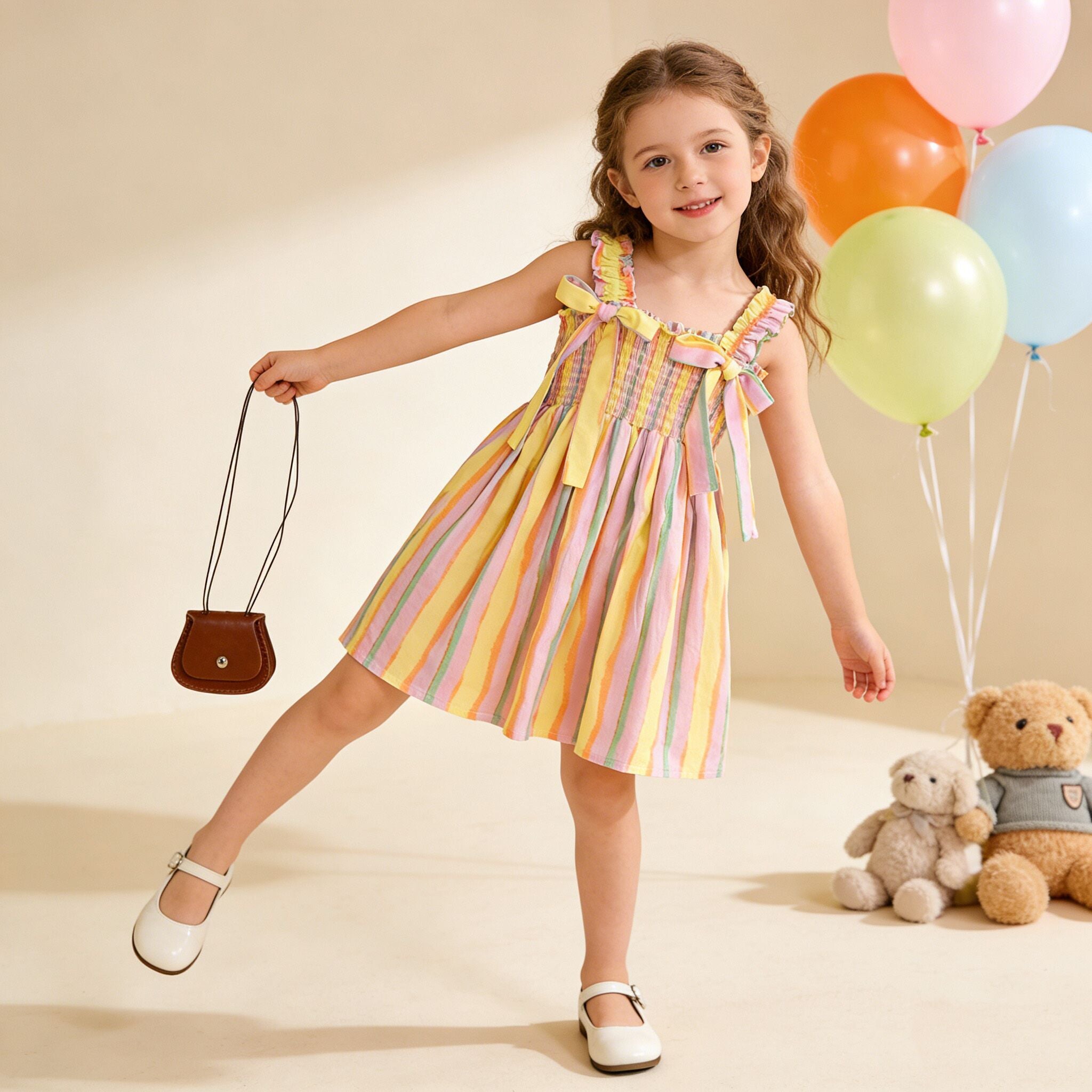 (In Production)Girls Spring&Summer Smocked Slip Dress