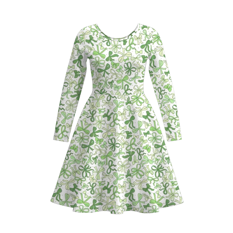 (Pre Order)Adults St. Patrick's Day Bow Print Dress