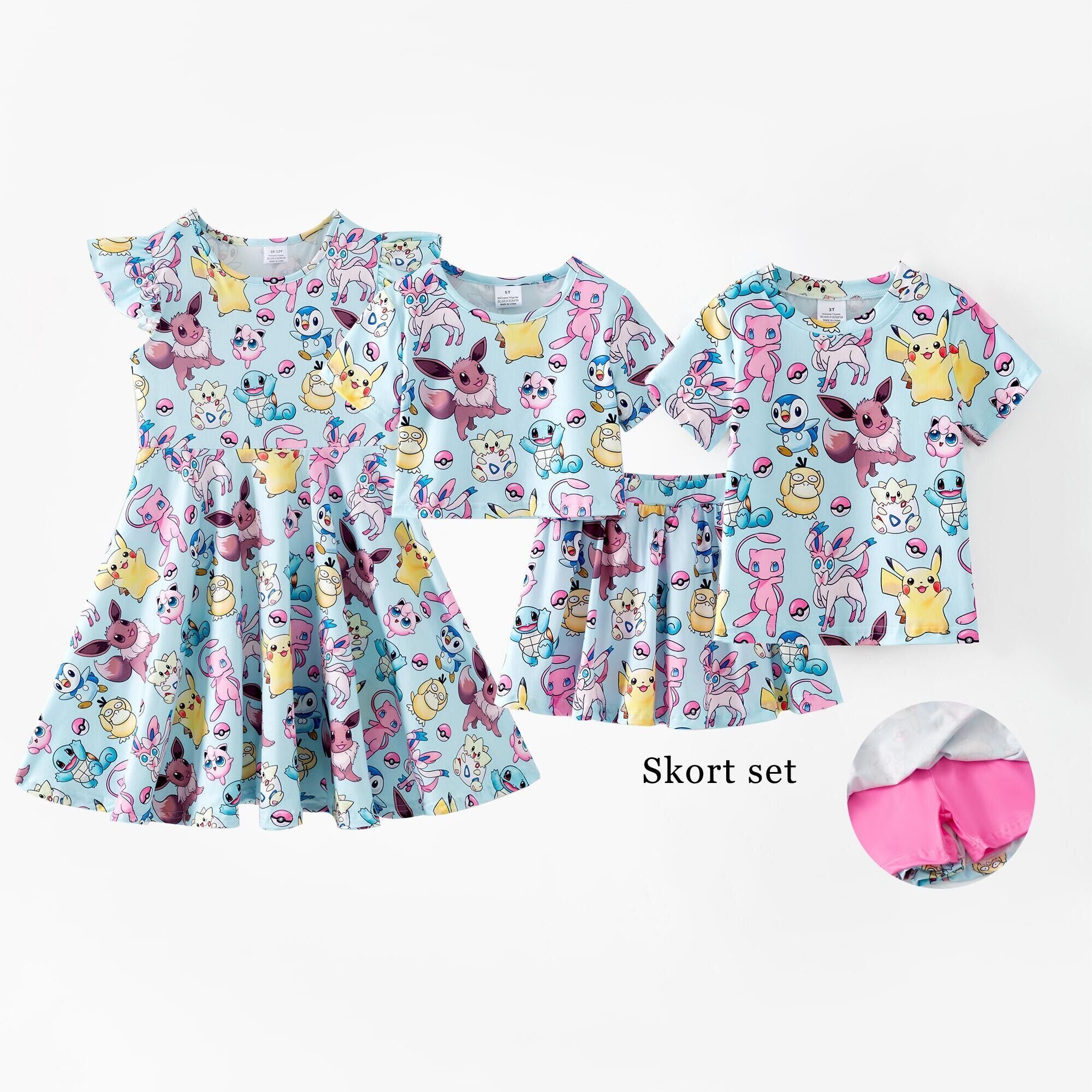(Pre Order,Prepack Zone)Girls Spring&Summer Cartoon Print Dress,Skort Set,Top(Mix Size)