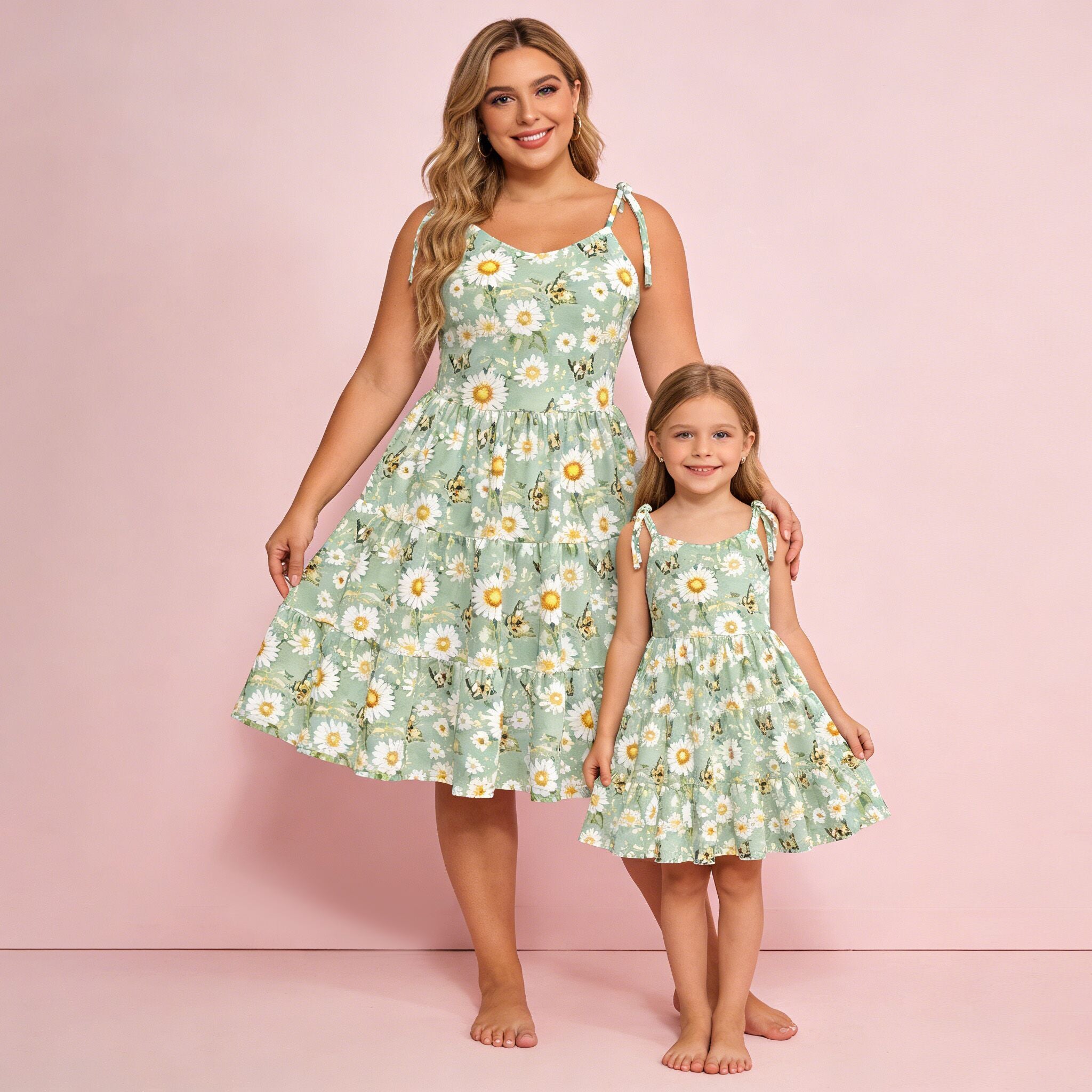 (Pre Order,Prepack Zone)Family Summer Dasiy Print Slip Dress