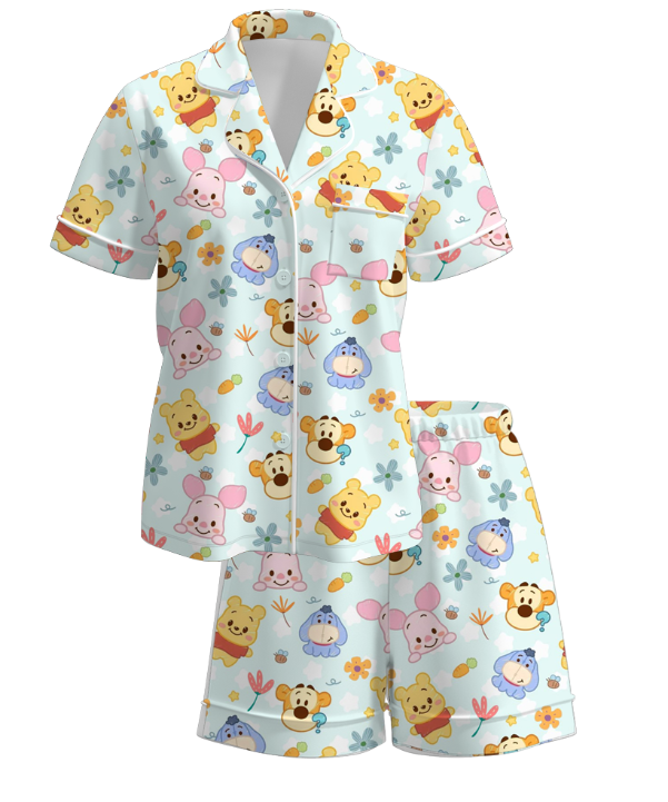 (Pre Order)Girls Spring and Summer Cartoon Print Pajamas