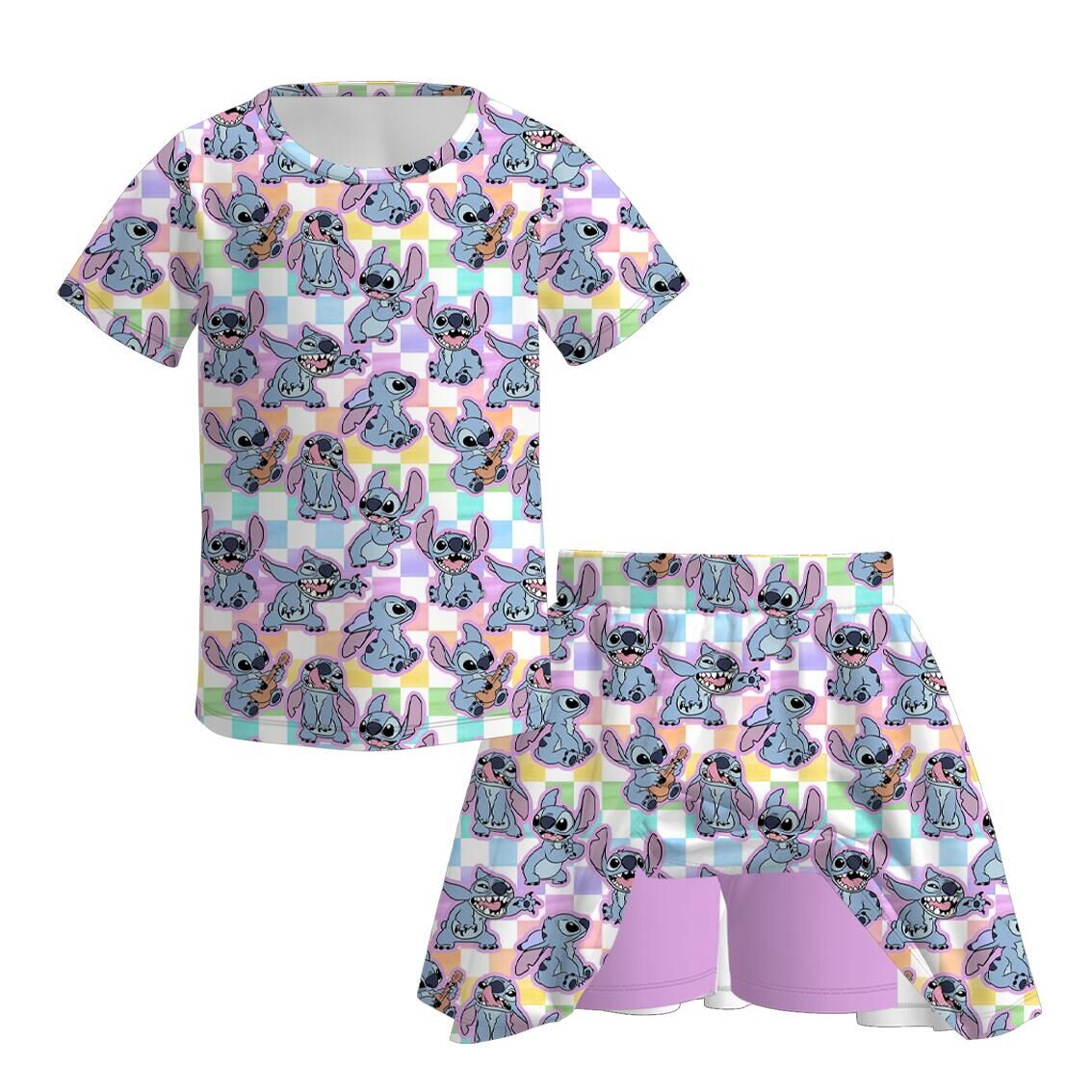 (Pre Order+Prepack Zone)Girls Spring&Summer Cartoon Print Skort Set