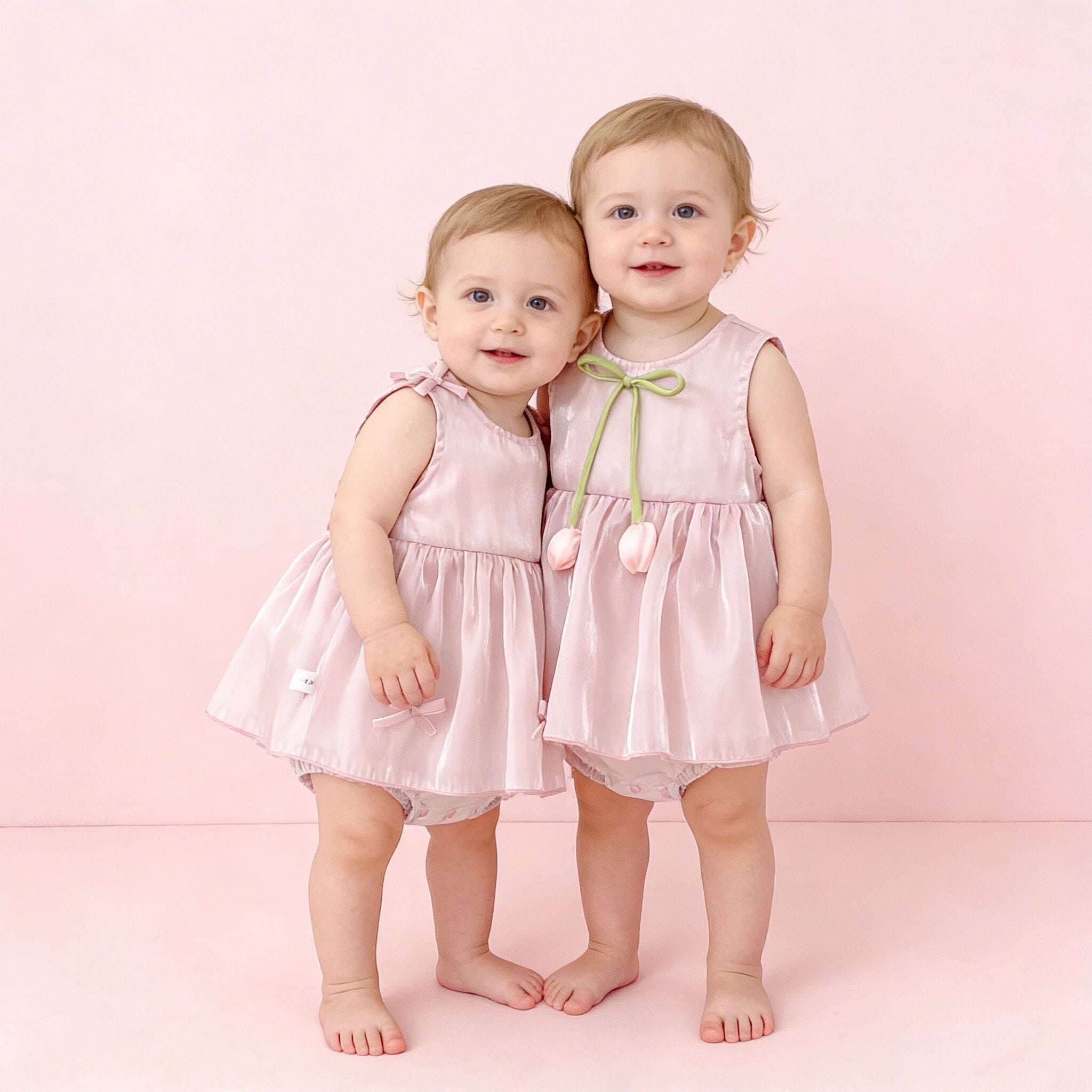 (In Production)Toddler Girls Spring&Summer Tulip,Bow Romper