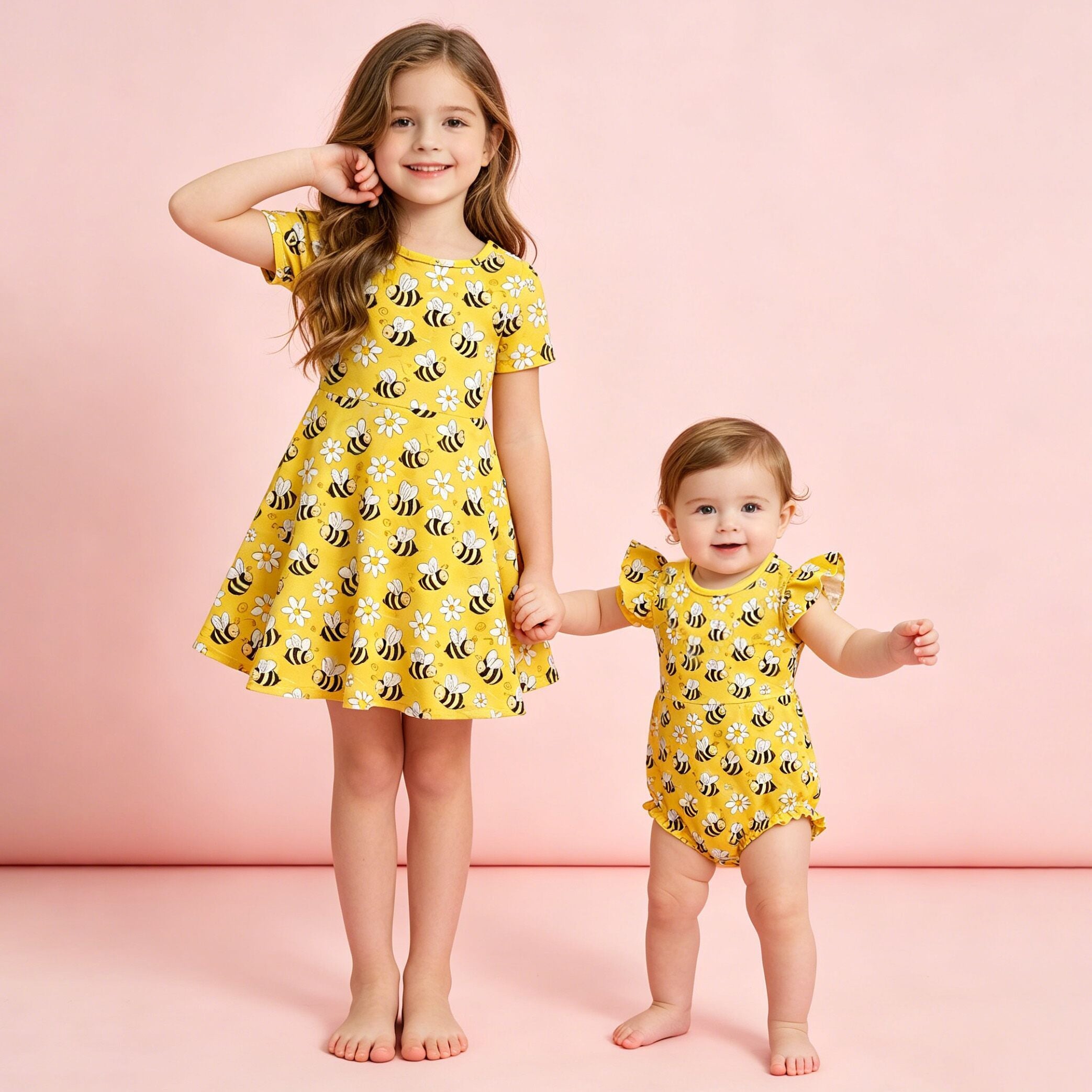 (Pre Order,Prepack Zone)Sisters Bee Print Dress&Romper