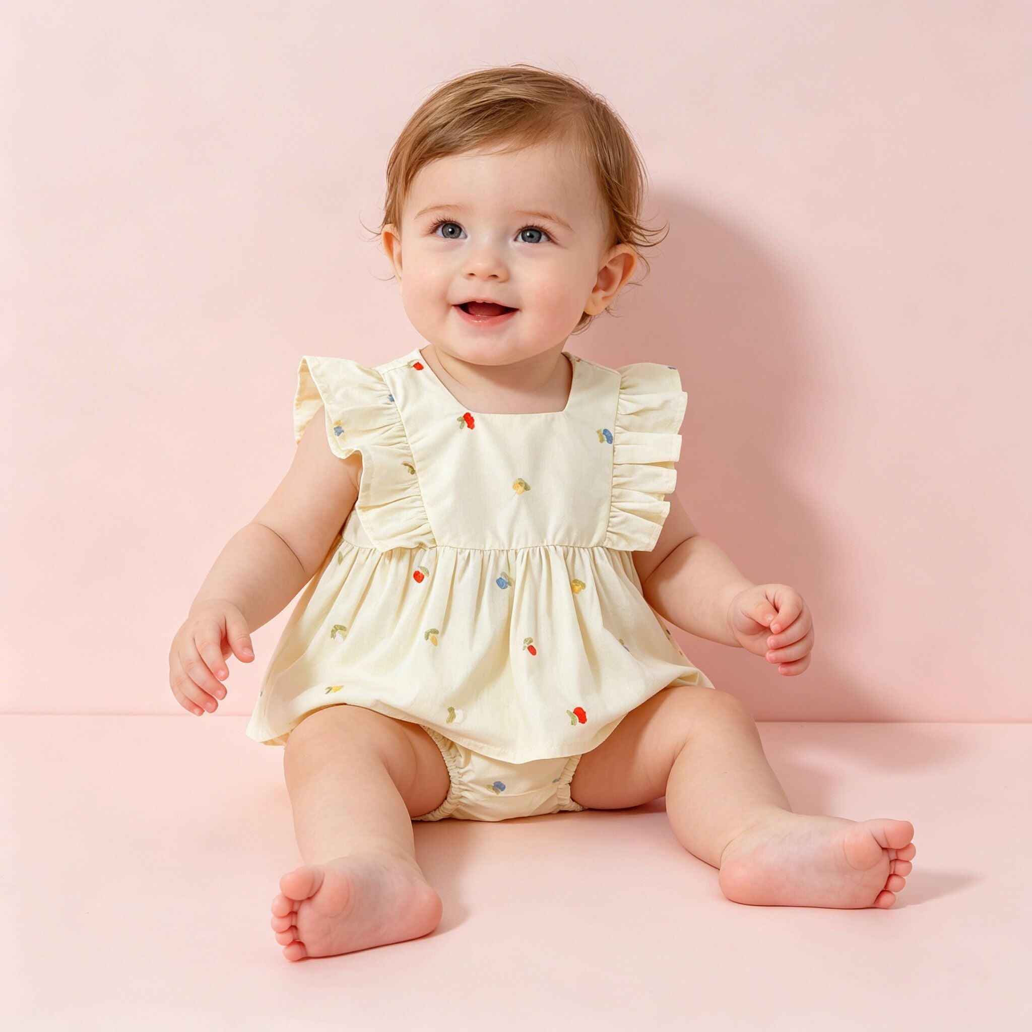 (In Production)Toddler Girls Spring&Summer Embroidery Bloomer Set