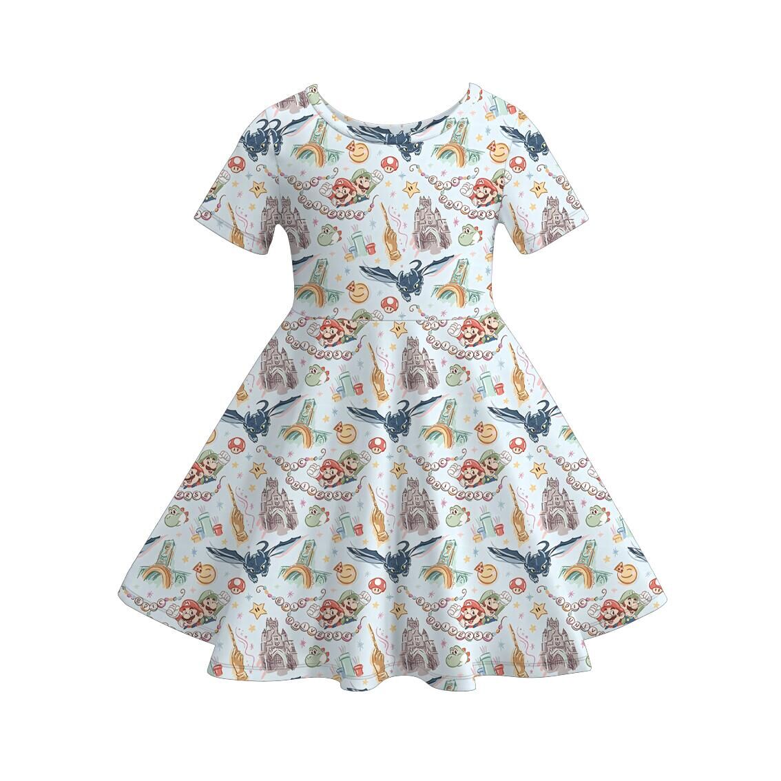(Pre Order)Siblings Spring&Summer Cartoon Print Dress,Set&Top