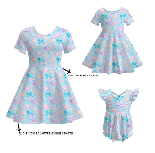(Pre Order+Prepack Zone)Mommy and Me Spring&Summer Seaside Print Dress&Romper