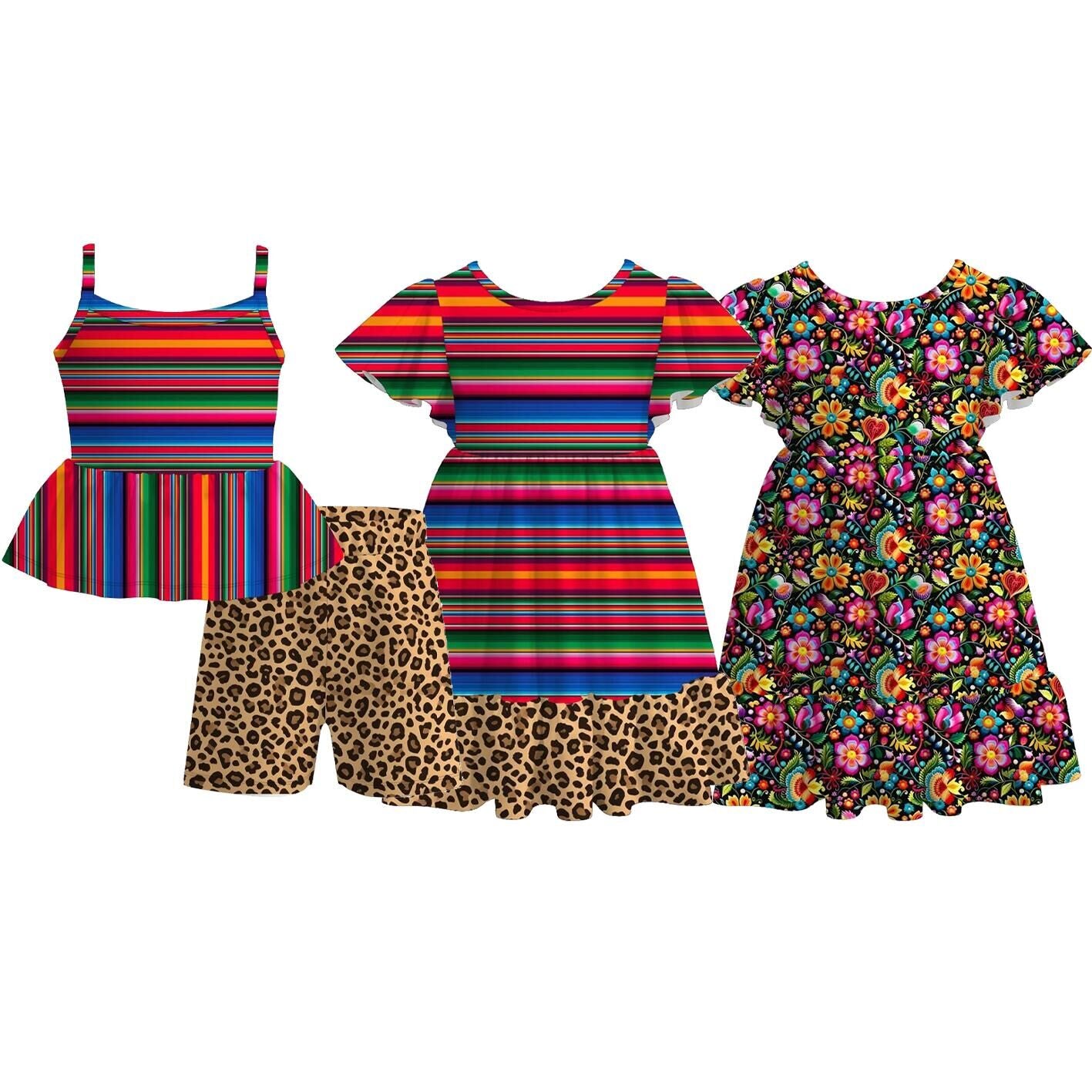 (Pre Order)Girls Spring&Summer Print Shorts Set&Dress