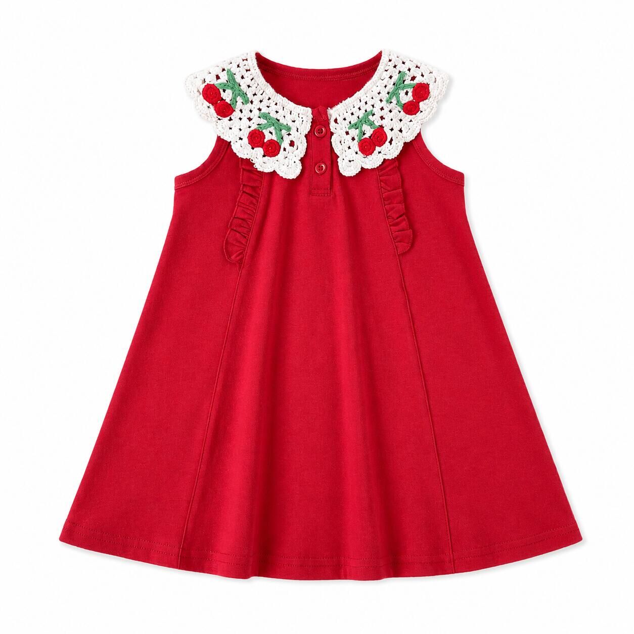(In Production)Girls Summer Cherry Embroidery Cotton Dress