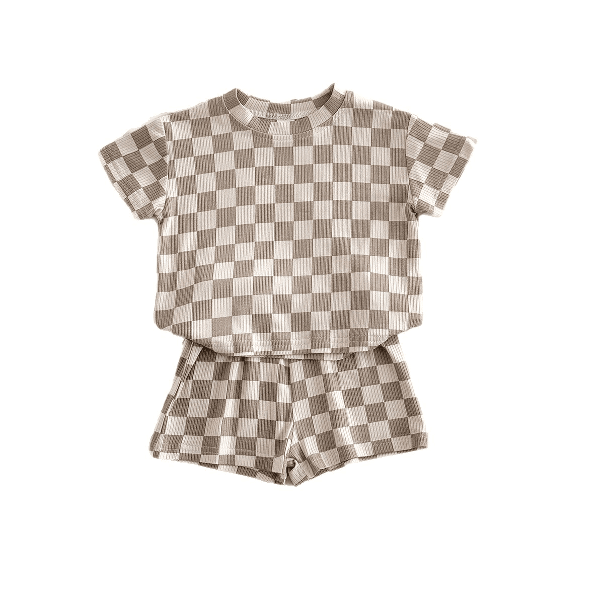 (In Production)One Pack(5 Pieces total)Sale Boys Summer Checkerboard Shorts Set