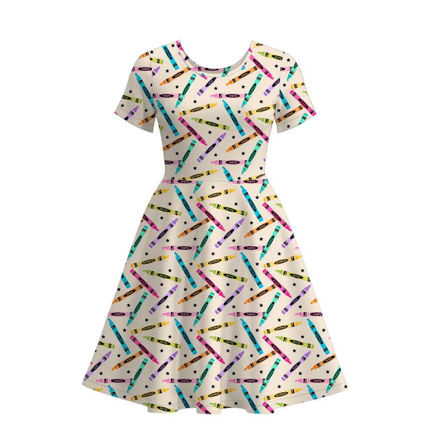 (Pre Order)Adults Summer Back To School Print Dress