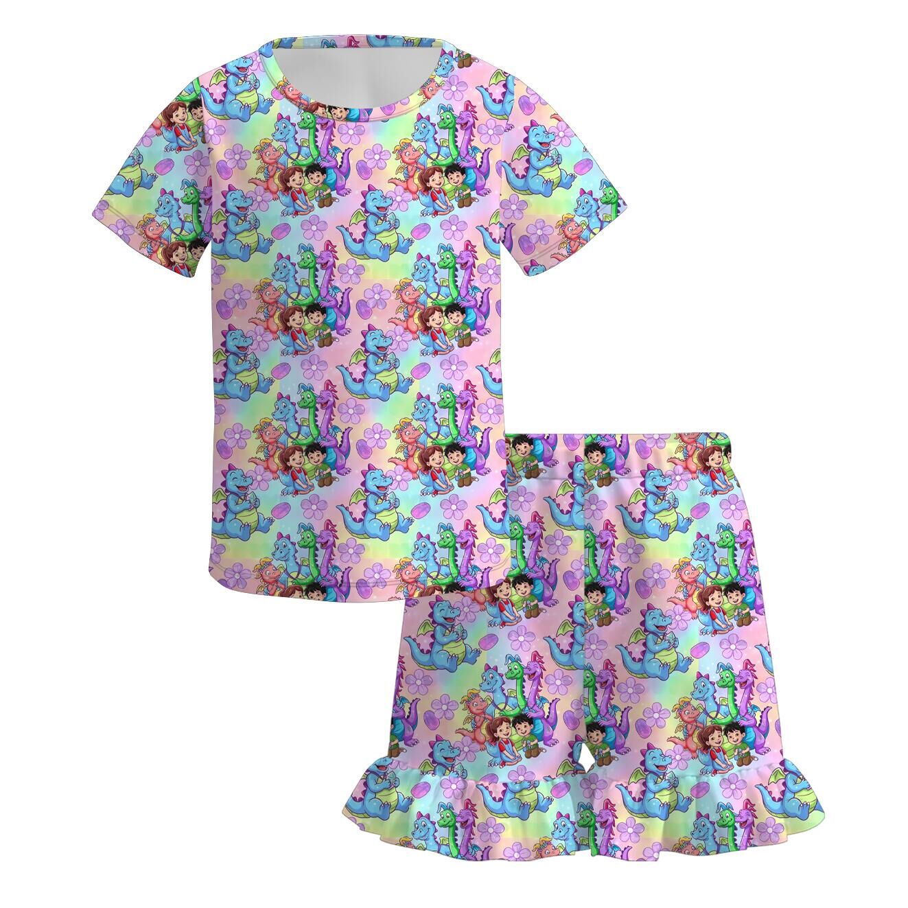 (Pre Order)Family Cartoon Print Skort Set&Shorts Set