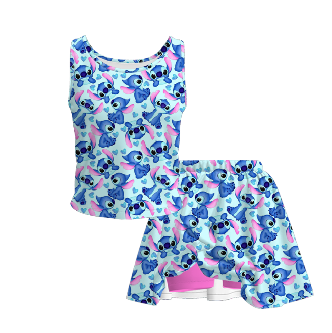 (Pre Order)Family Cartoon Print Skort Set&Shorts Set