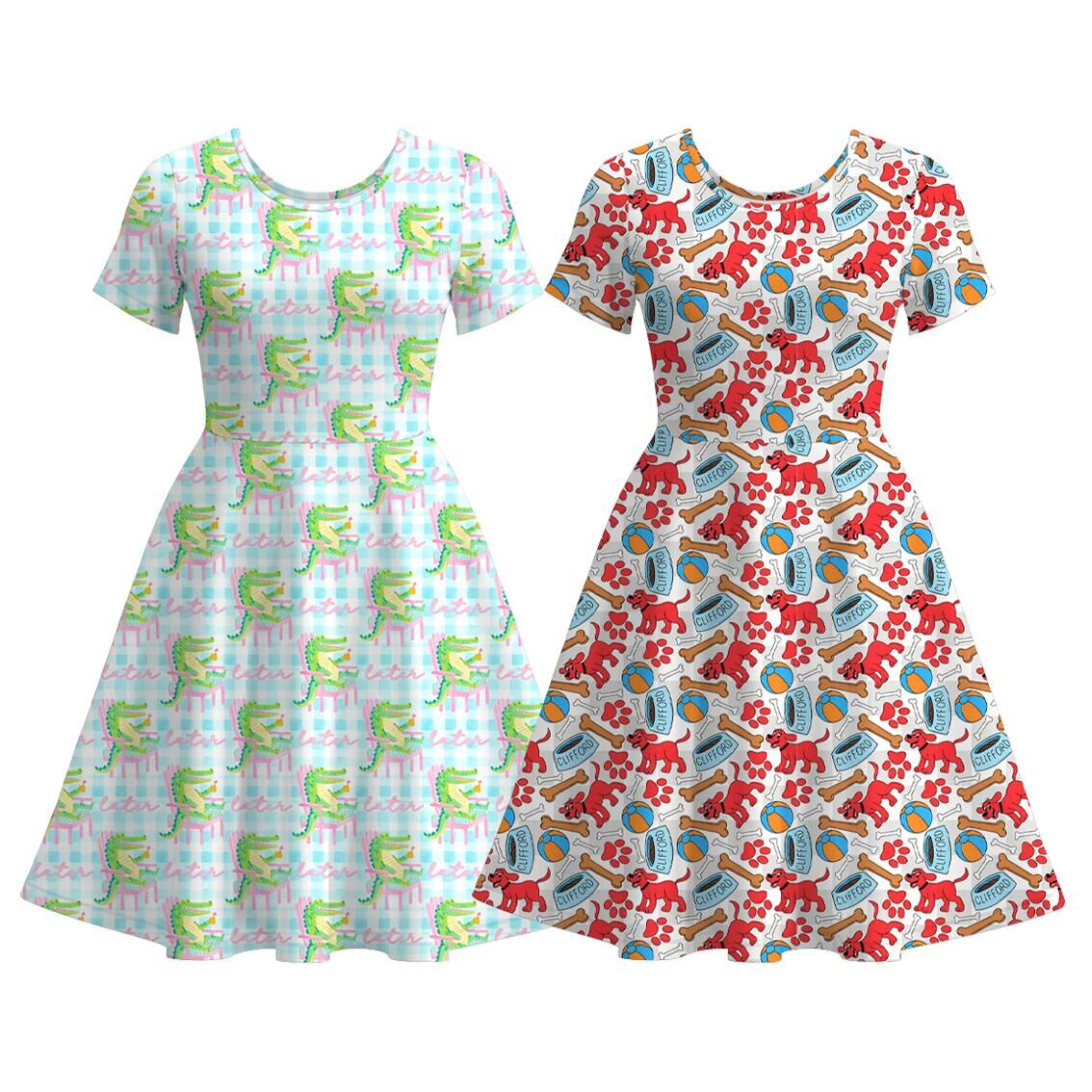 (Pre Order)Adults Cartoon Print Dress