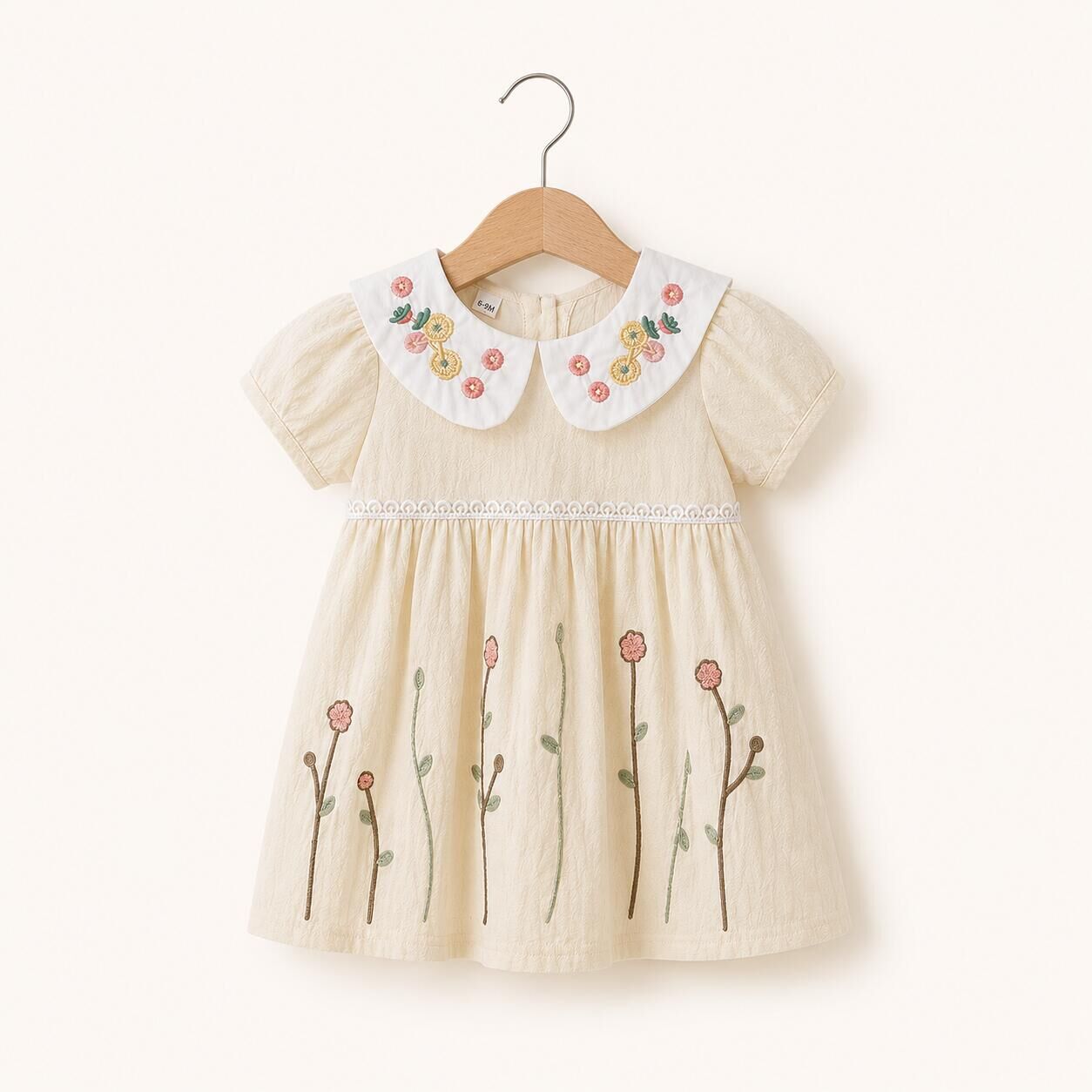 (In Production)Girls Fall Embroidery Baby Collar Dress