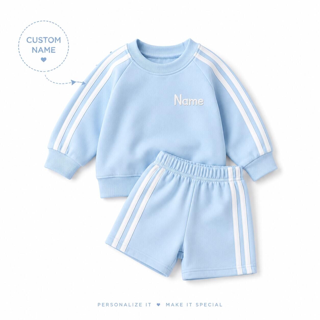 (In Production)Boys Fall Sweatshirt Shorts Set-Customized name