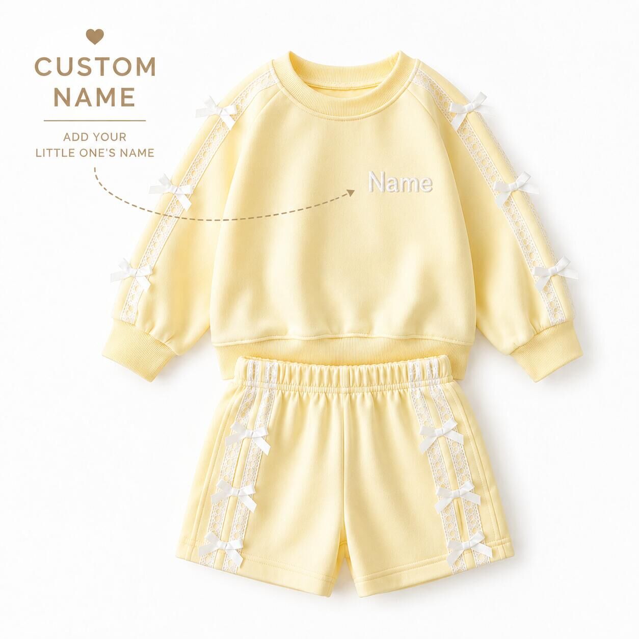 (In Production)Girls Fall Sweatshirt Shorts Set-Customized name