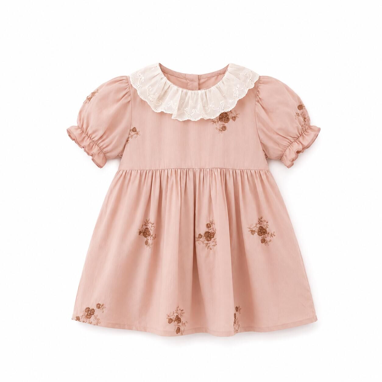 (In Production)Girls Fall Floral Embroidery Lace Collar Dress
