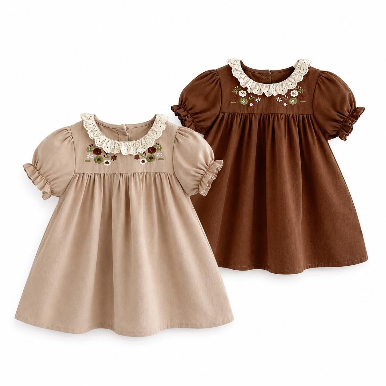 (In Production)Girls Fall Floral Embroidery Ruffle Dress