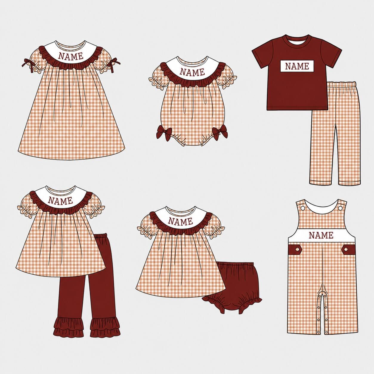 (Weekly Pre-Order)Siblings Cartoon Embroidery Smocked Dress,Set&Romper(Ends Wednesday)
