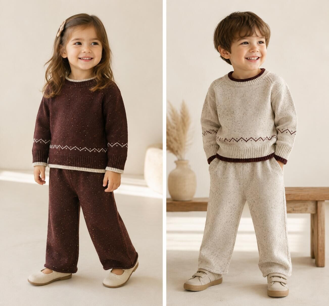 (Pre Order 2 Weeks)Unisex Fall Jacquard Knitted Set