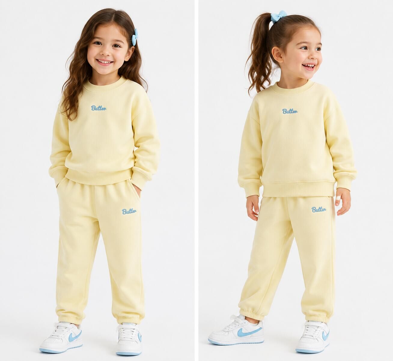 (Pre Order 2 Weeks)Girls Fall Butter Embroidery Sweatshirt Set