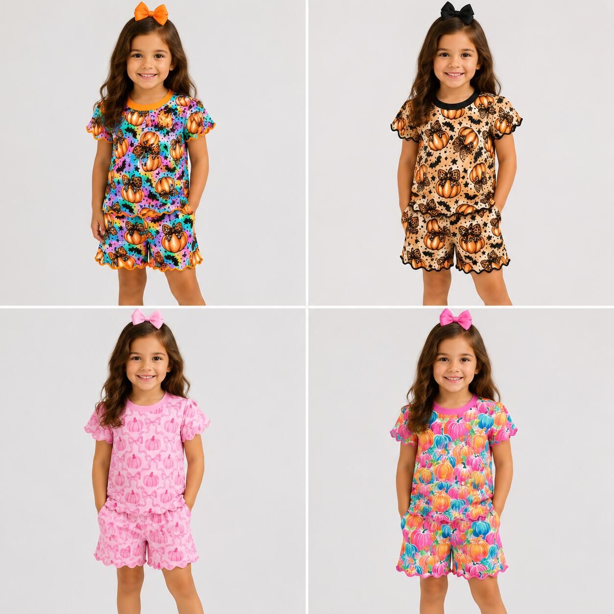 (Weekly Pre-Order)Girls Halloween Embroidery Scallop Set(Ends 8.16)