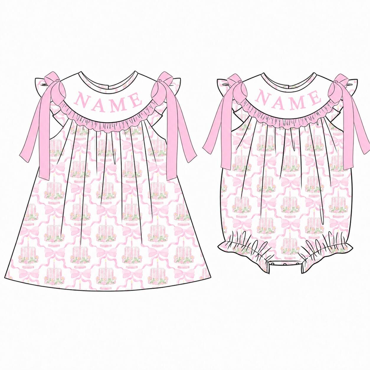 (Pre Order)Sisters Spring&Summer BIRTHDAY GIRL Embroidery Smocked Dress&Romper