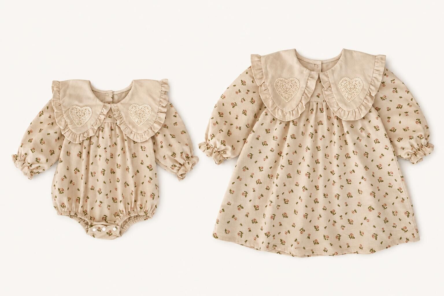 (Pre Order 2 Weeks)Sisters Fall Floral Ruffle Collar Dress&Romper