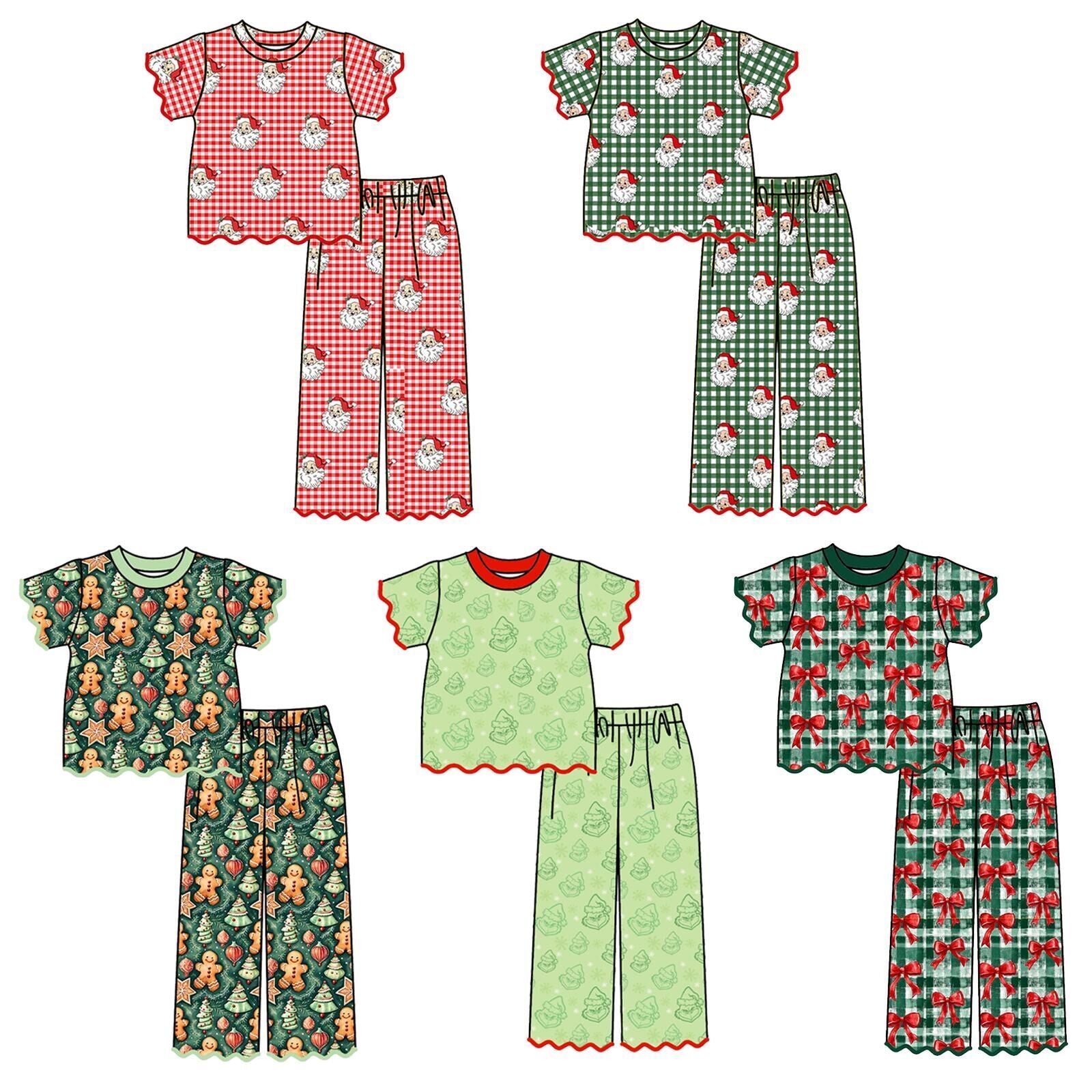 (Weekly Pre-Order)Girls Christmas Embroidery Scallop Set(Ends 8.30)
