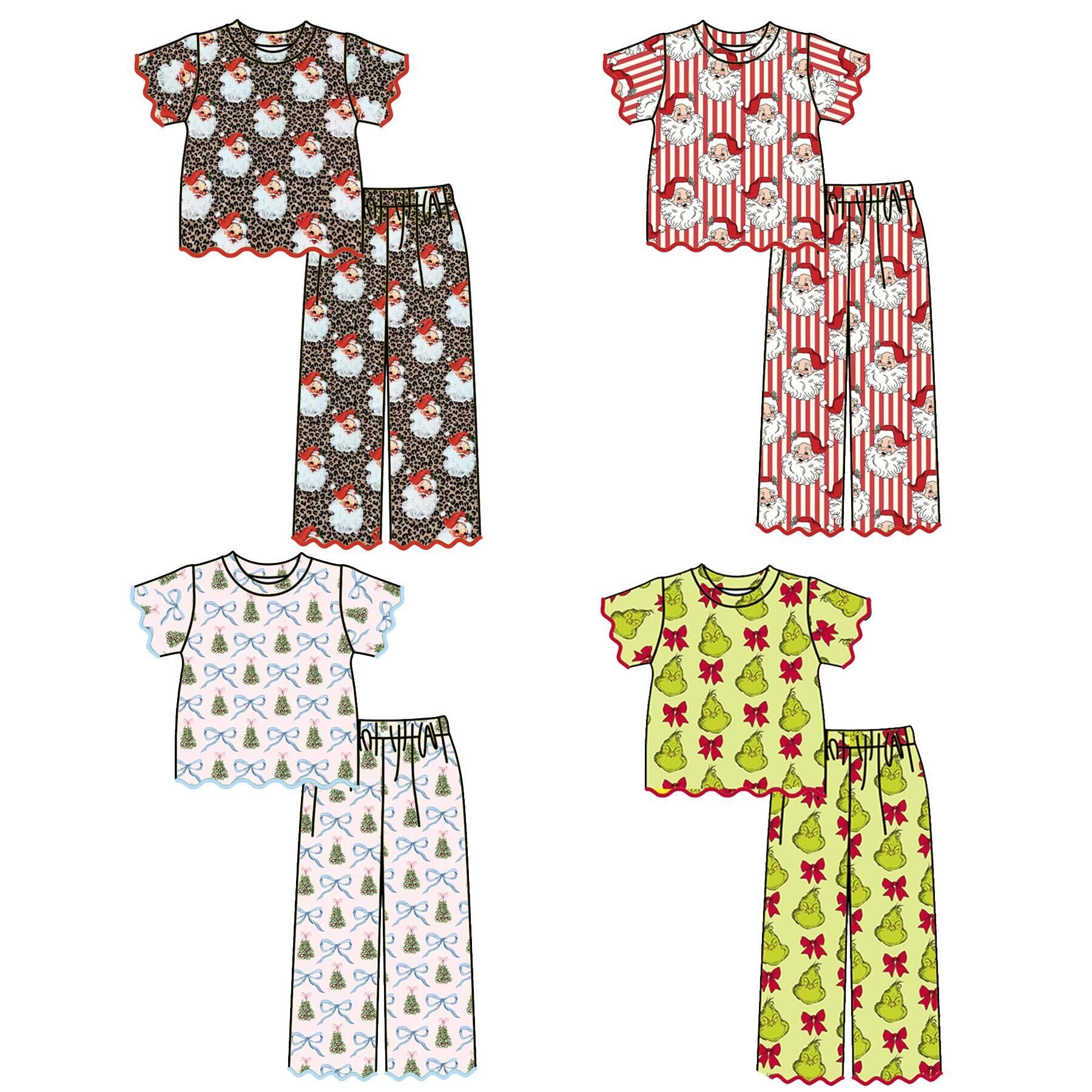 (Weekly Pre-Order)Girls Christmas Embroidery Scallop Set(Ends 8.30)