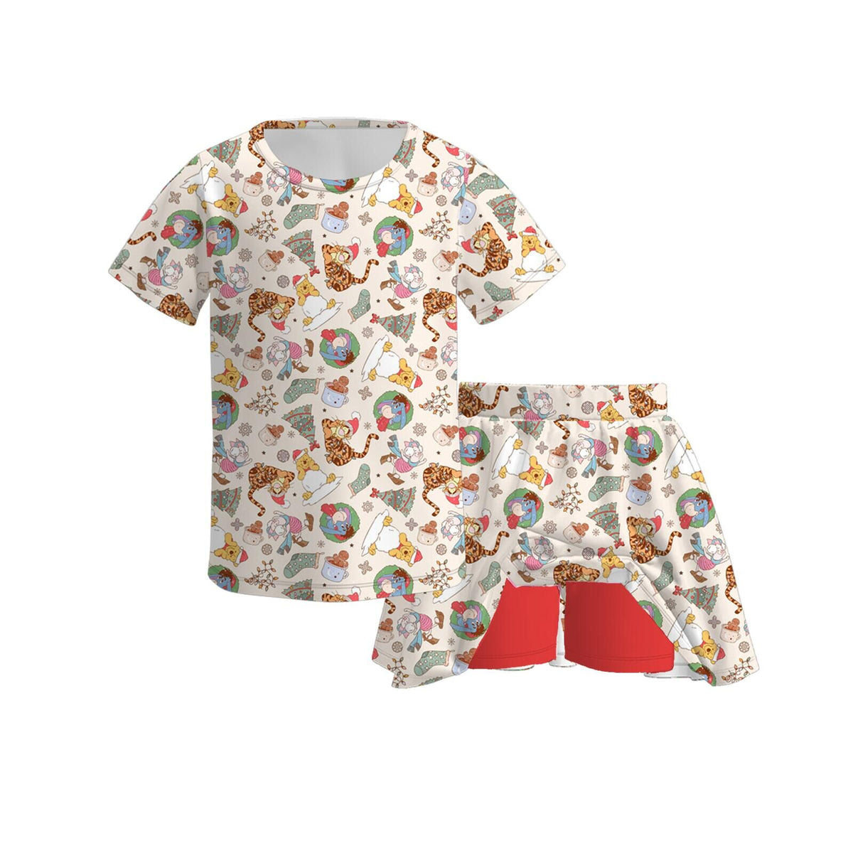 (Pre Order)Girls Cartoon Print Skort Set