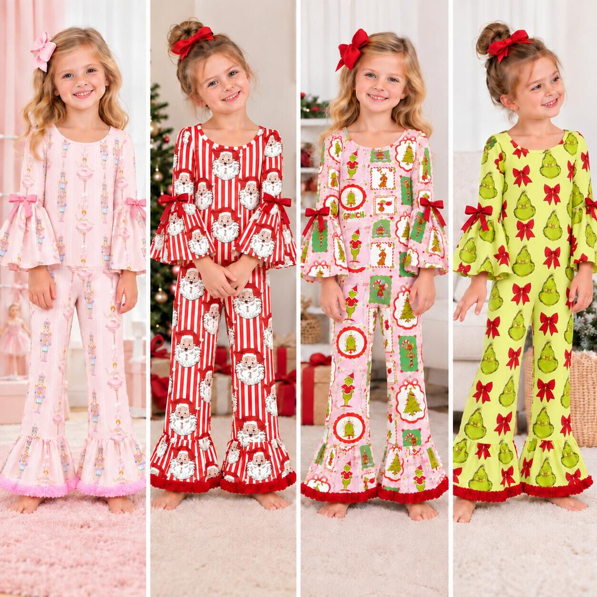(Weekly Pre-Order)Girls Christmas Print Jumpsuit(Ends 10.6)