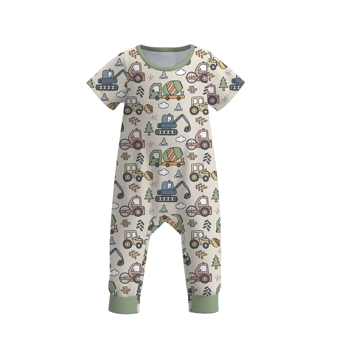 (Pre Order)Baby Boy's Digger Truck Print Romper