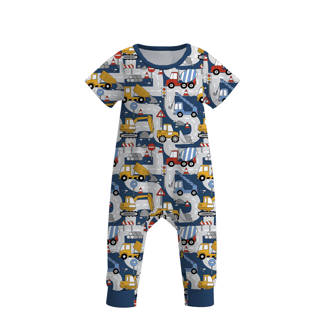 (Pre Order)Baby Boy's Digger Truck Print Romper