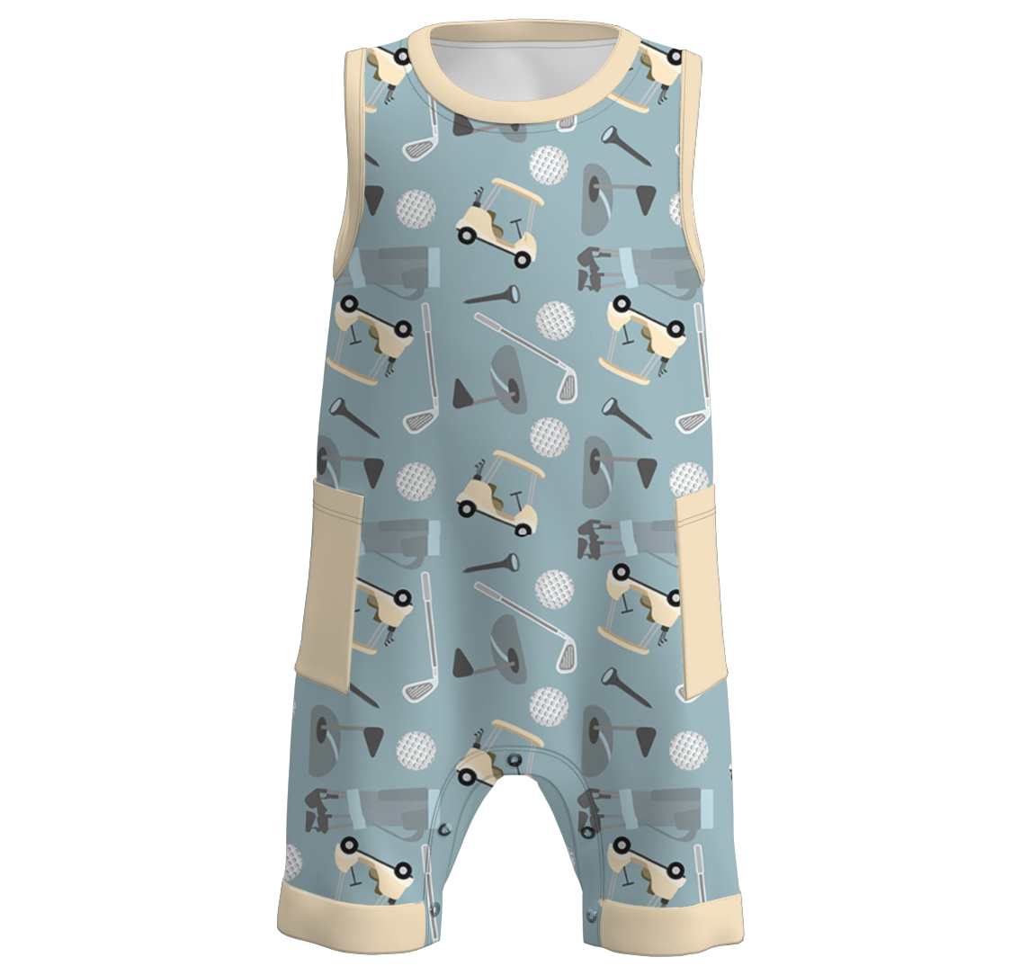 (Pre Order)Baby Boys Golf Fishing Print Romper