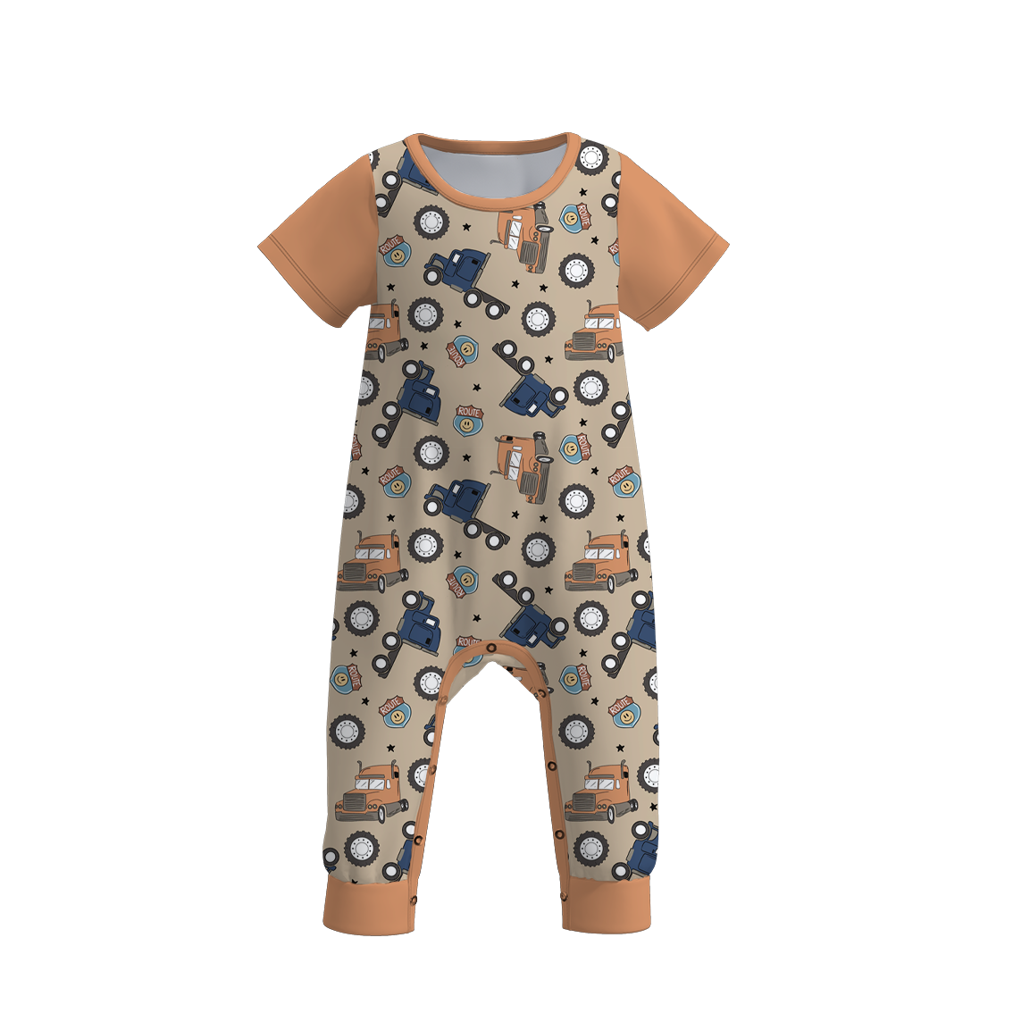 (Pre Order)Baby Boys Summer Truck Father's Day Print Romper