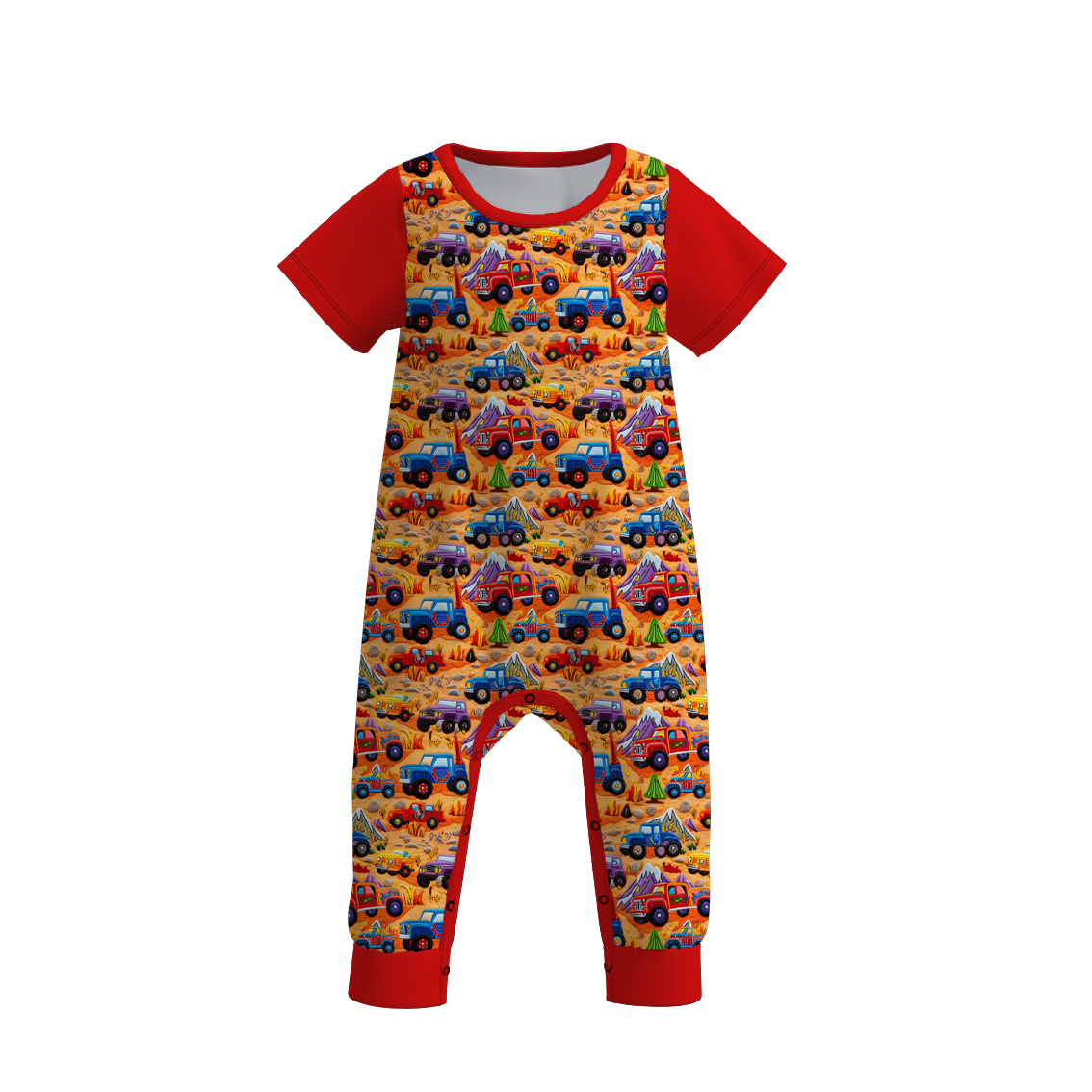 (Pre Order)Baby Boys Summer Truck Father's Day Print Romper