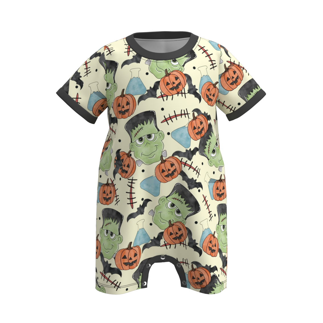(Pre Order)Baby Boys Halloween Cartoon Print Romper