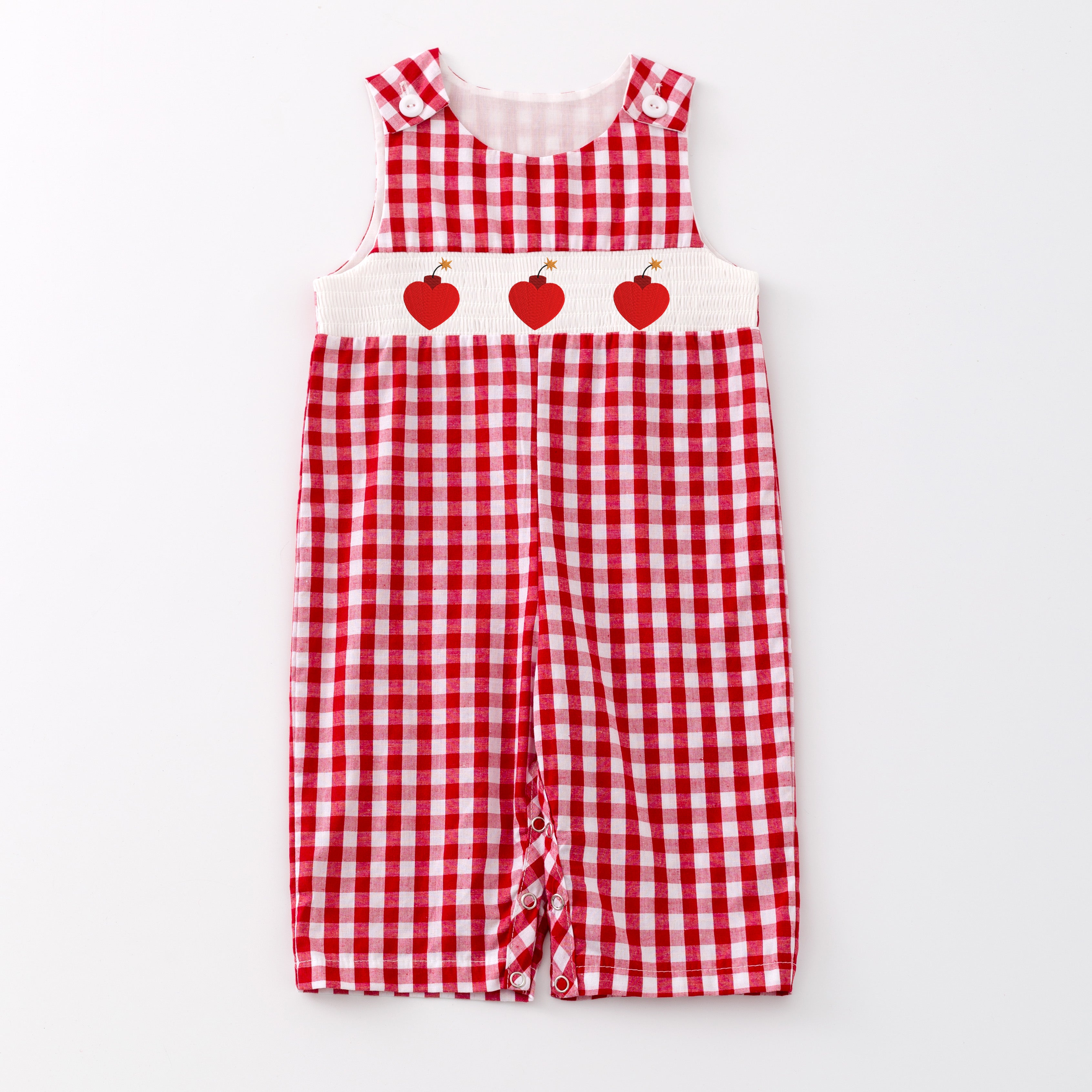(Pre Order)Girls and Boys Valentine's Day Embroidery Smocked Dress Romper Outfit