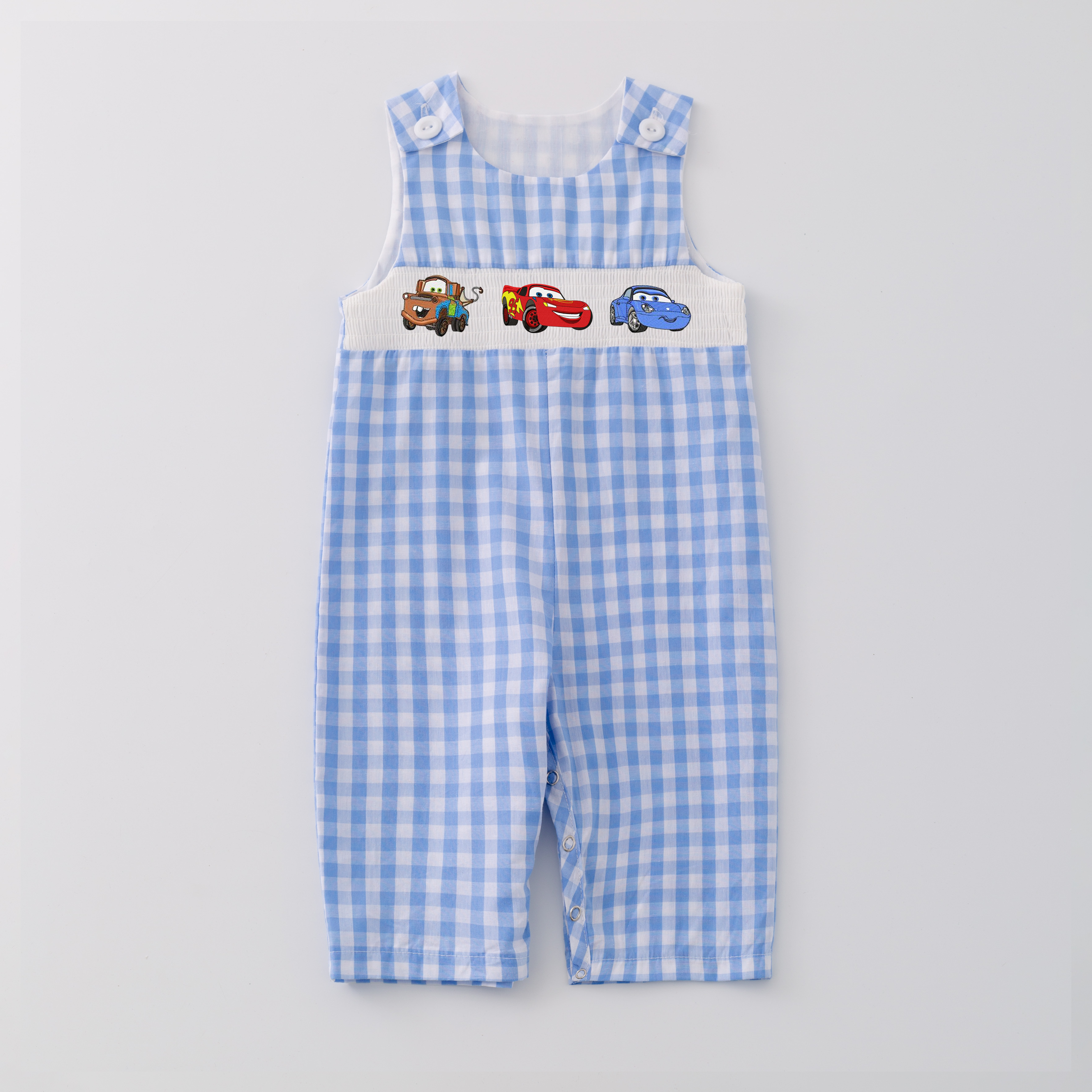 (Pre Order)Boys Cartoon Embroidery Smocked Romper and Outfit Set