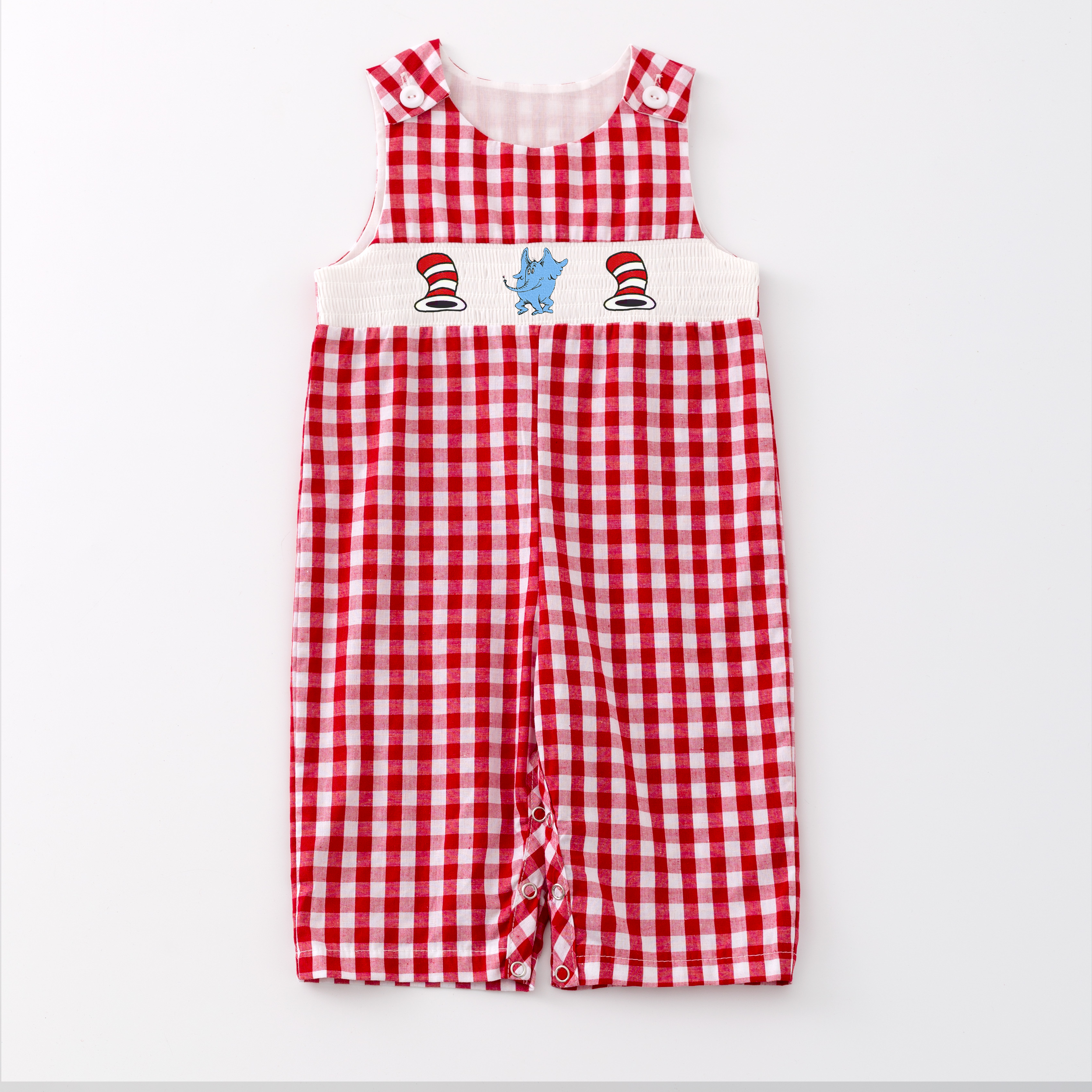 (Pre Order)Girls and Boys DR SEUSS Embroidery Smocked Dress Romper Outfit