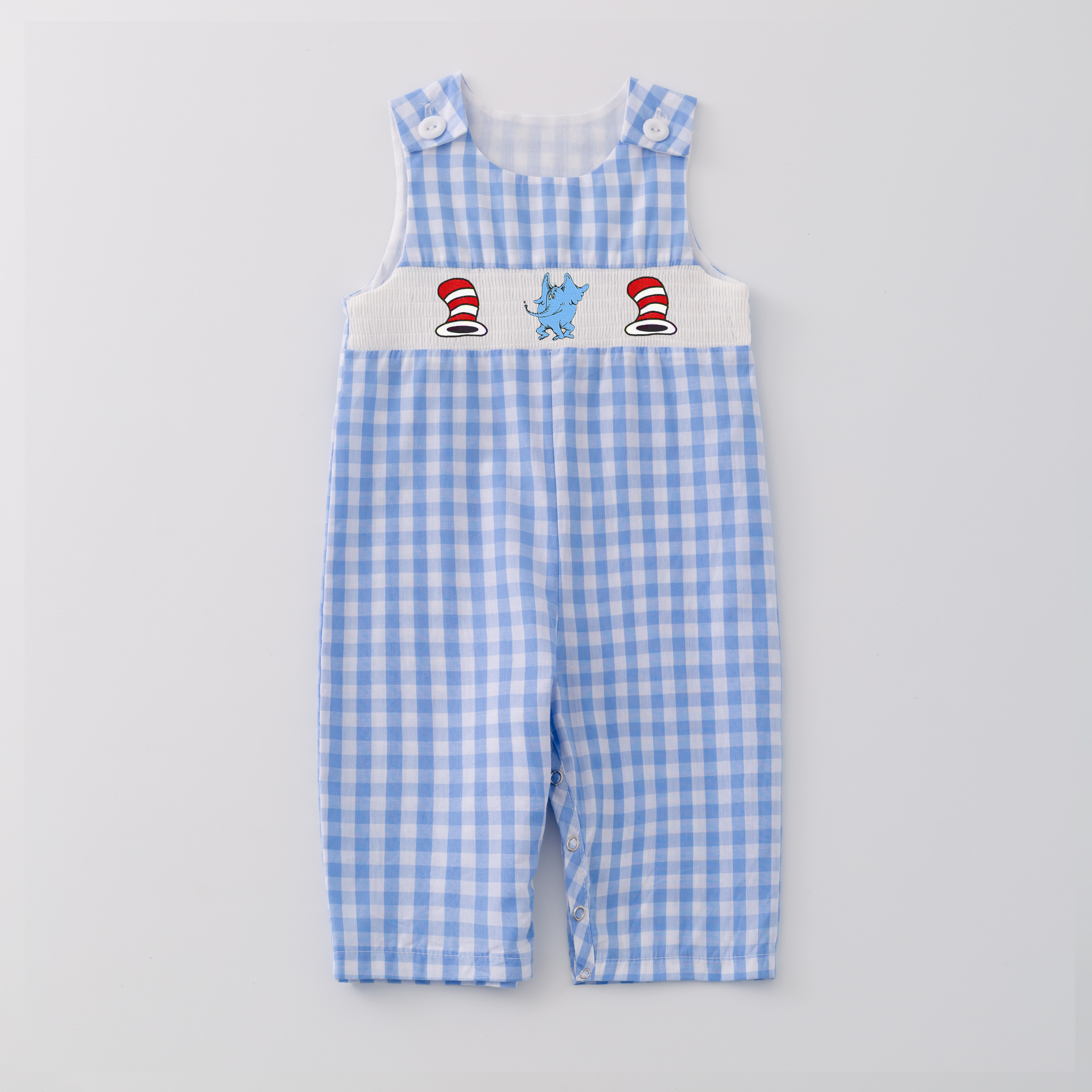 (Pre Order)Girls and Boys DR SEUSS Embroidery Smocked Dress Romper Outfit