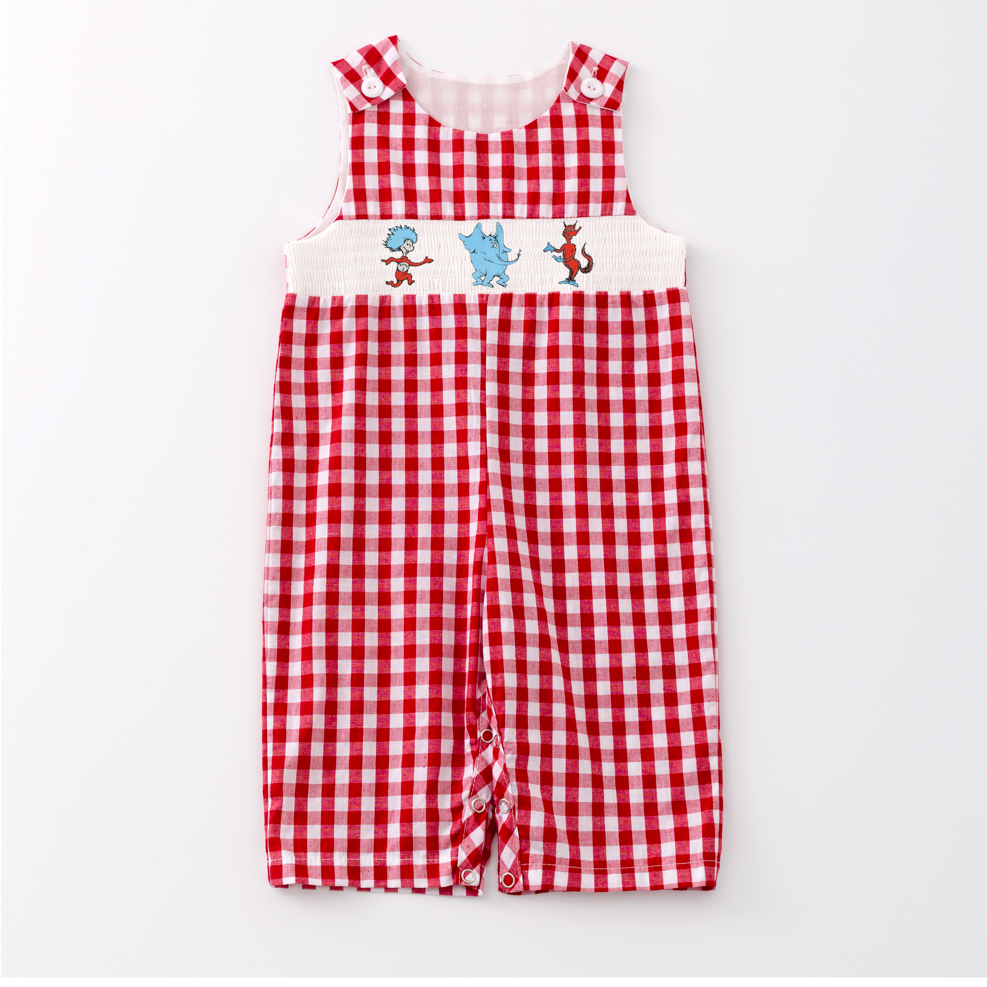 (Pre Order)Girls and Boys DR SEUSS Embroidery Smocked Dress Romper Outfit