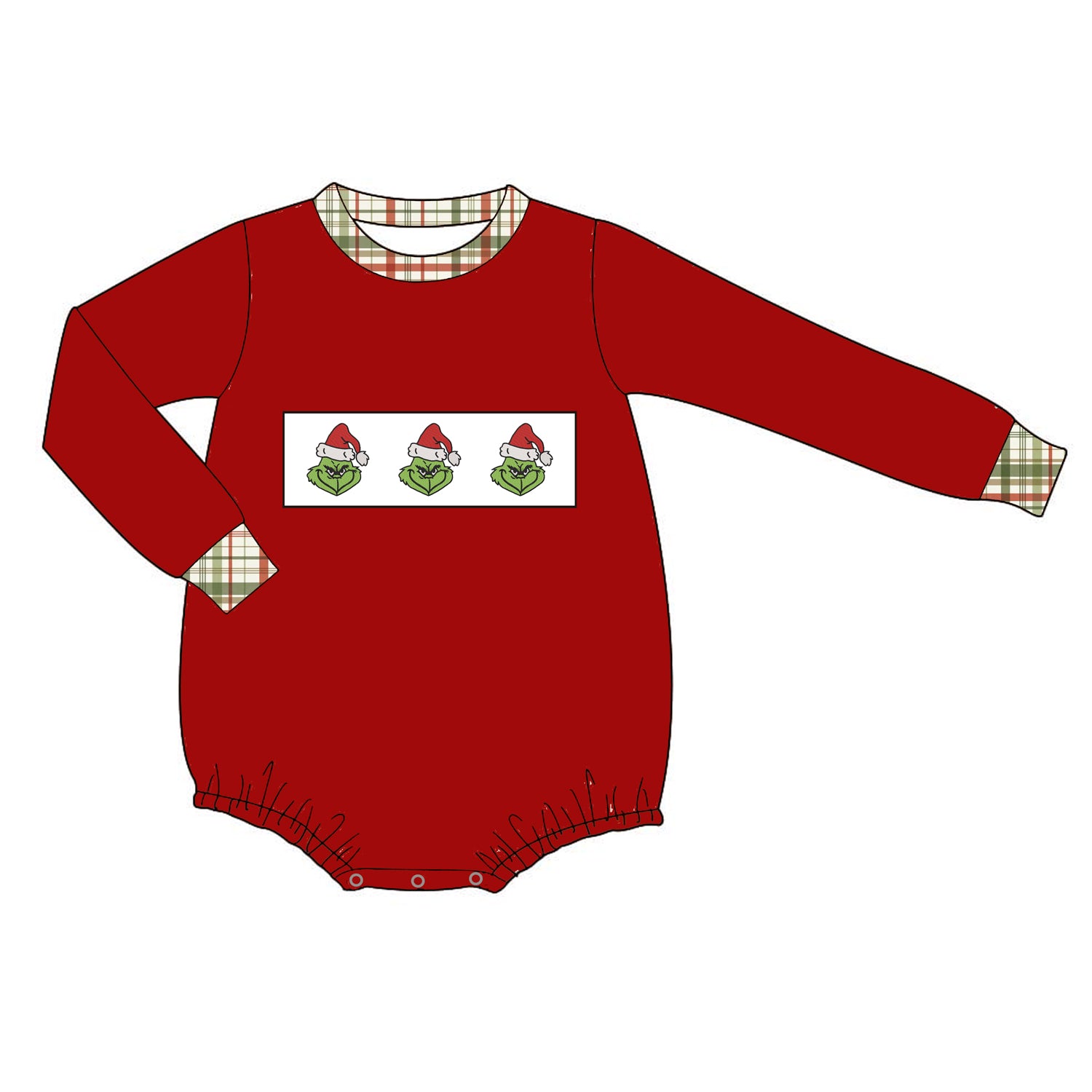 (Pre Order)Toddler Boys Christmas Cartoon Embroidery Smocked Romper