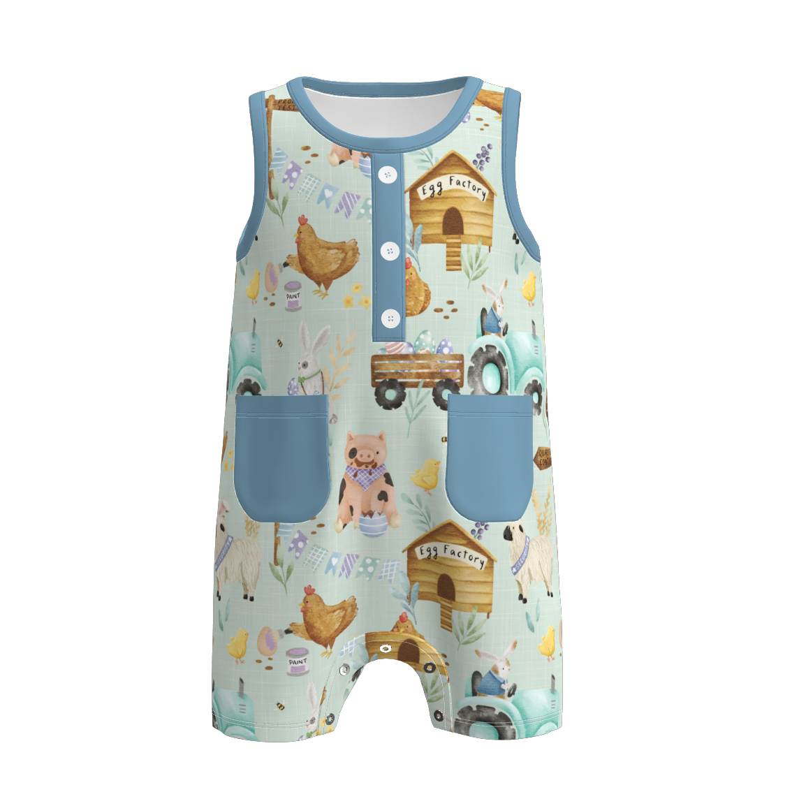 (Pre Order)Toddler Boys Easter Bunny&Farm Print Romper