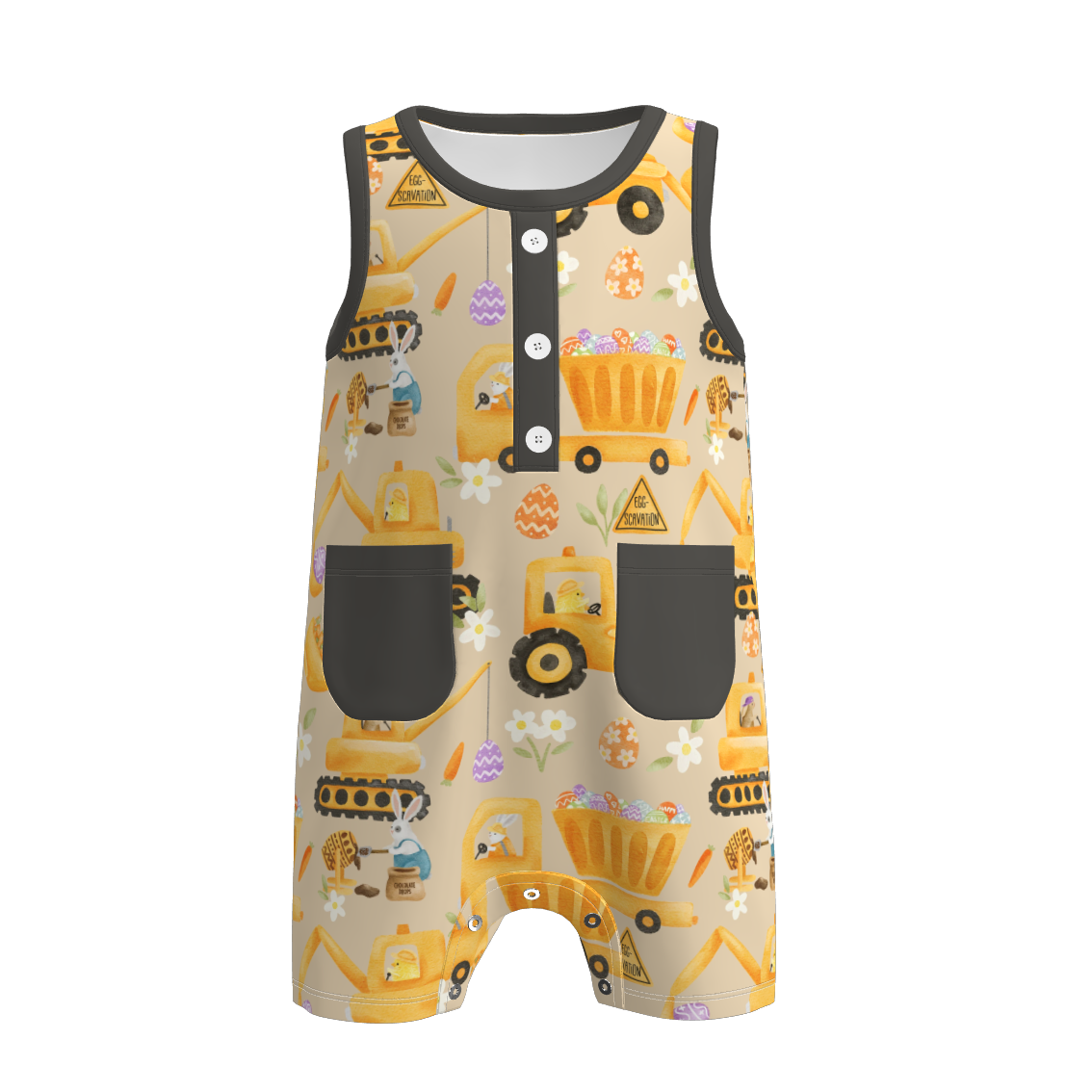 (Pre Order)Toddler Boys Easter Bunny&Farm Print Romper